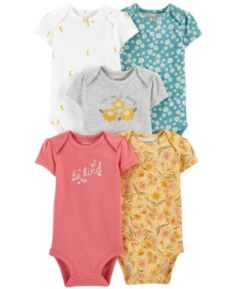 Set 5 bộ Bodysuit Carters áo liền quần cộc tay 24M